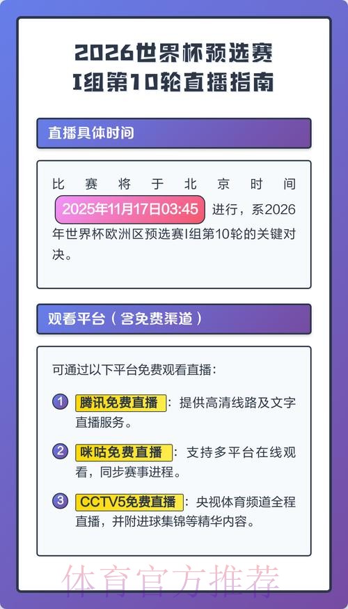 2026世界杯直播全程高清观看指南